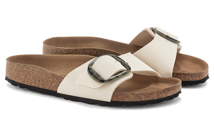 (WMNS) Birkenstock Madrid Vegan Big Buckle Textile Narrow Fit Sandals 'Eggshell' 1024068