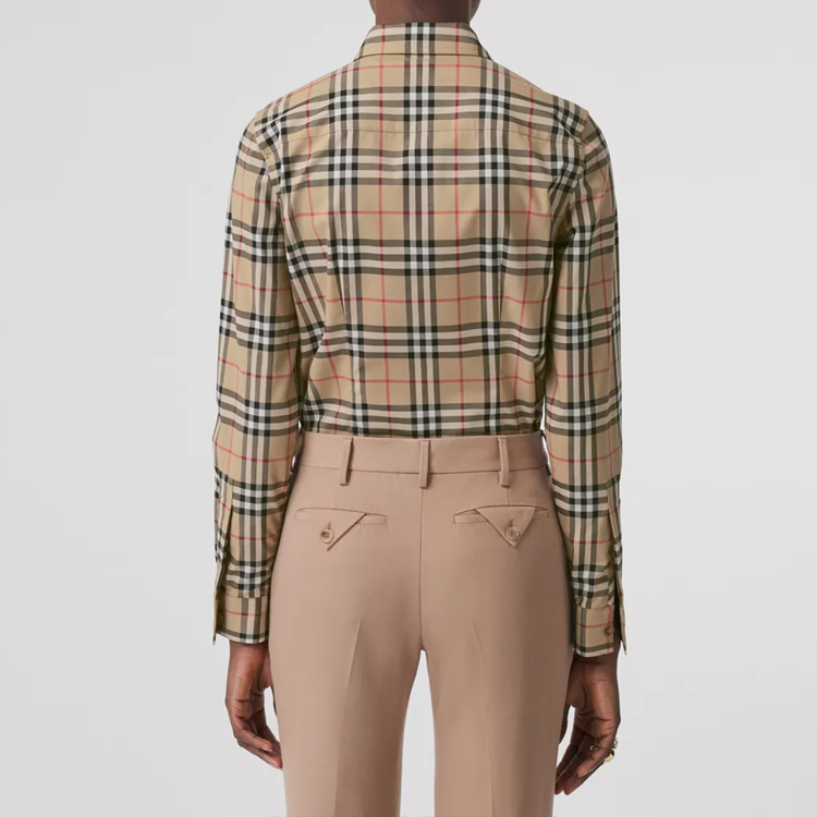 (WMNS) Burberry Vintage Plaid Stretch Cotton Shirt Cream 80222841