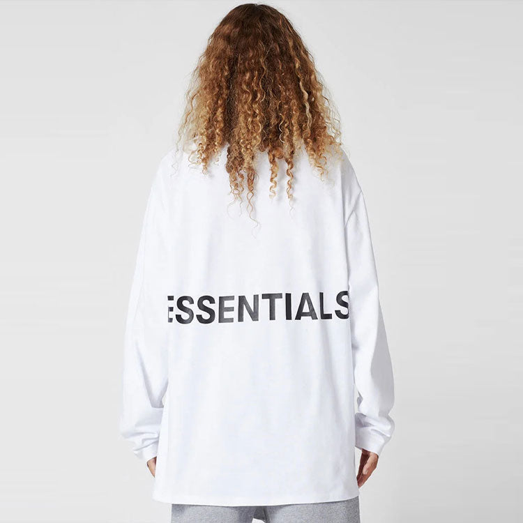 Fear of God Essentials Boxy Graphic Long Sleeve White Tee FOGYHCX-WH-01