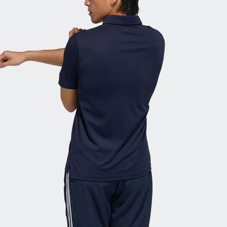 Men's adidas Mh Bd Polo Solid Color Sports Short Sleeve Ink Blue Polo Shirt GN0800