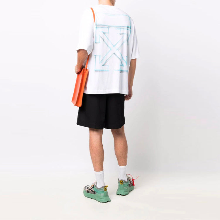 Off-White FW21 Logo Pattern Short Sleeve Loose Fit White OMAA120F21JER0120184