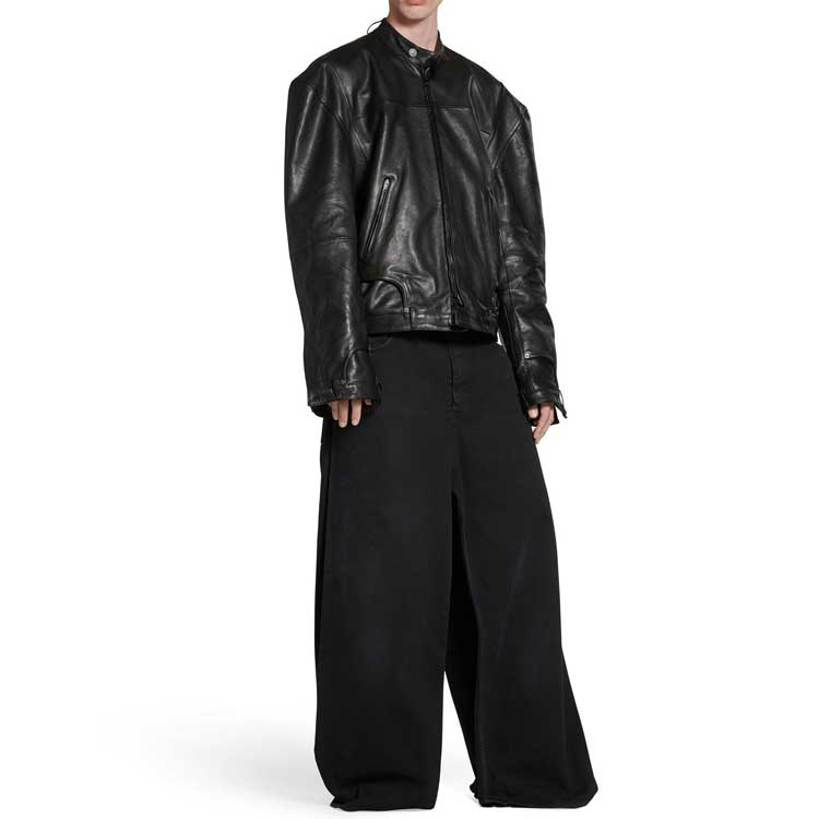 Balenciaga FW23 Deconstructed Zip Up Jacket 'Black Soft Buffalo Skin' 768749TMS031000