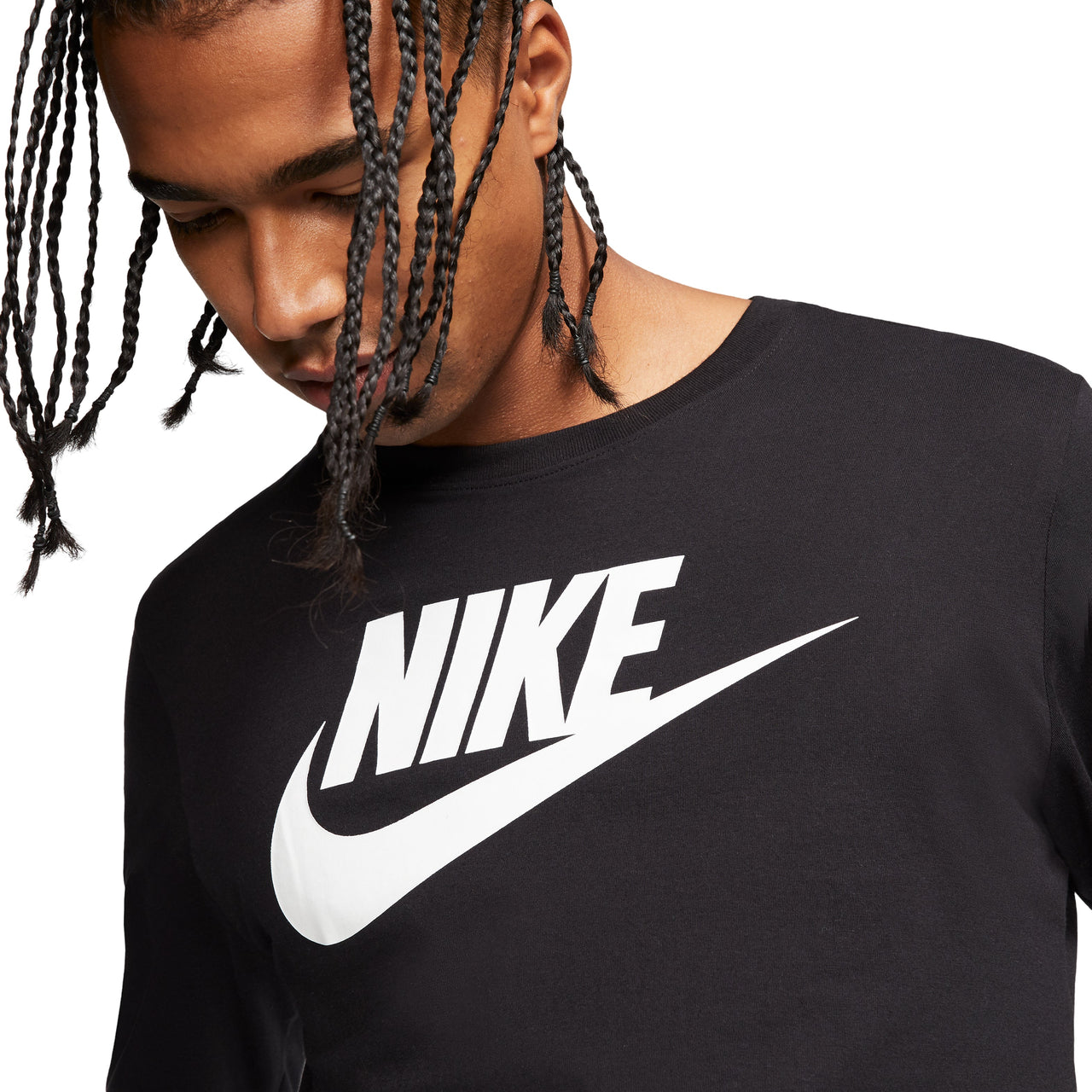 Nike Sportswear Futura Icon Logo Printed Casual Collar Long Sleeved Male Black CI6292-010
