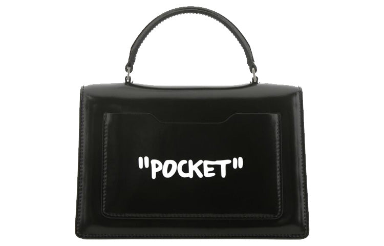 Off-White Jitney 1.4 Series Metallic LOGO Cortex Virgil Graffiti Black Handbag OWNA092R21LEA0011001