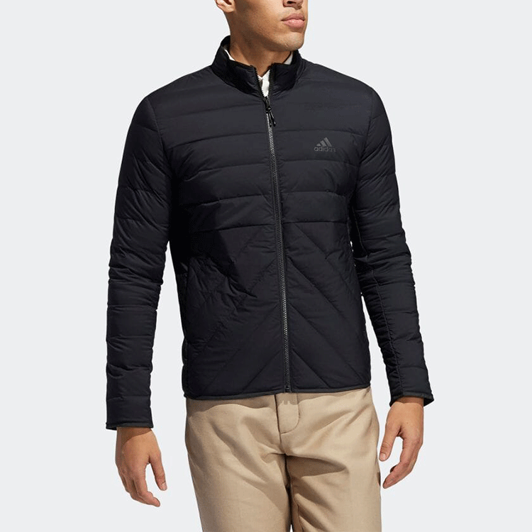 adidas Thin and light Long Sleeves Stand Collar Down Jacket Black FS6941