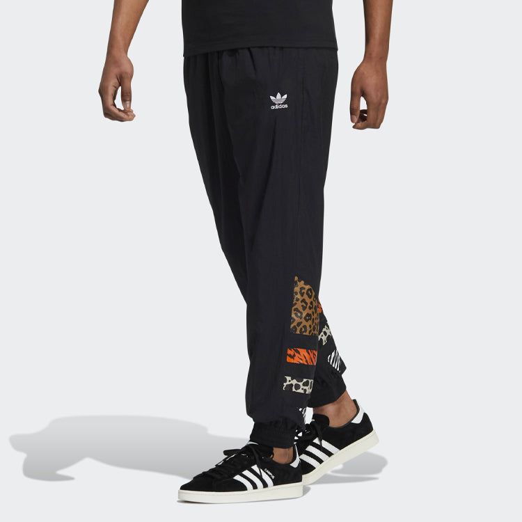 adidas x Atmos Crossover Leopard print Logo Bundle Feet Sports Pants 'Black' GT7294