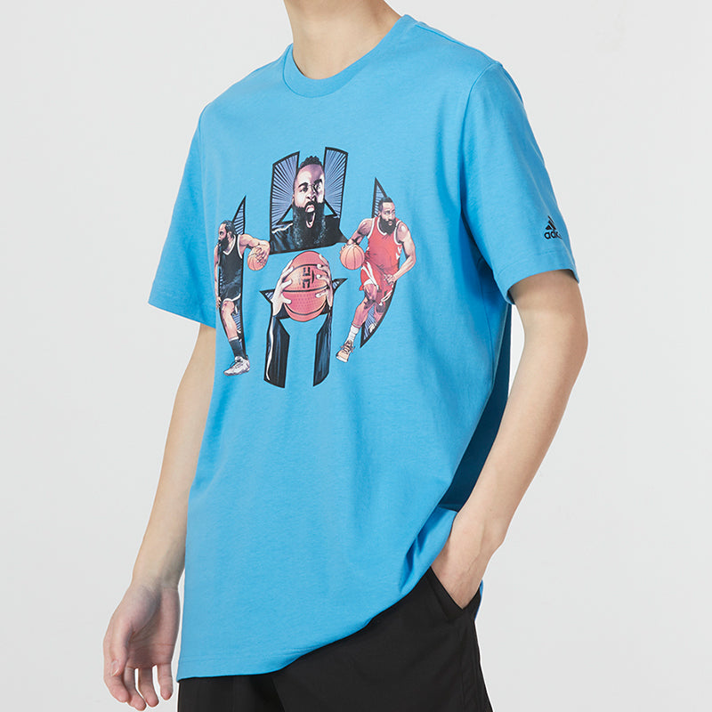 adidas Harden Logo T-shirt Asia Sizing 'Blue' HS4327