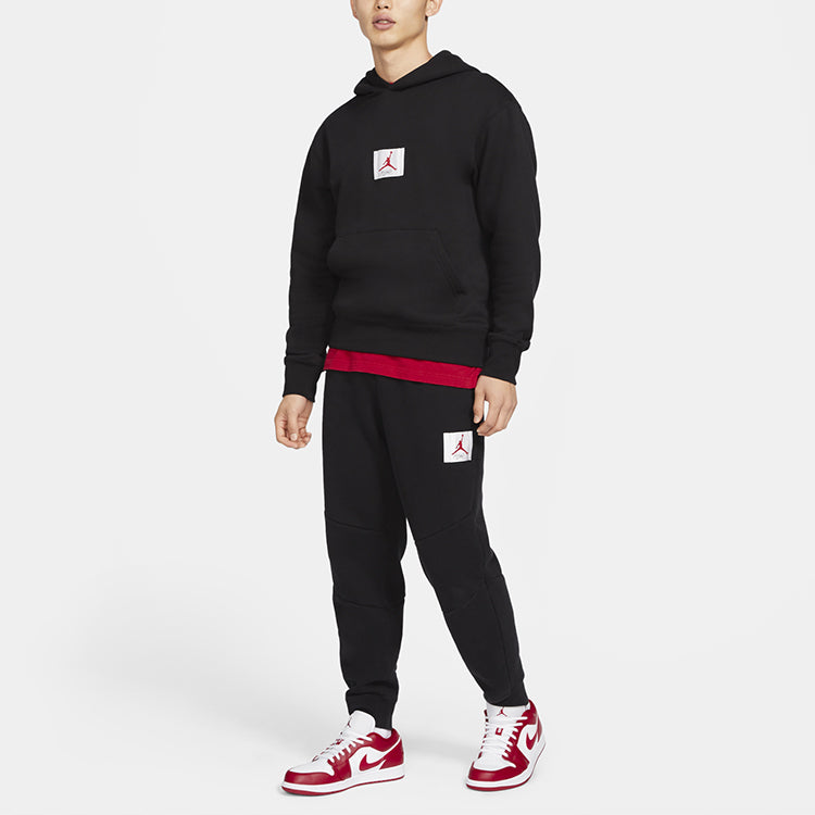 Air Jordan Flight Logo Casual Sports Fleece Lined Pullover Black CZ8261-010