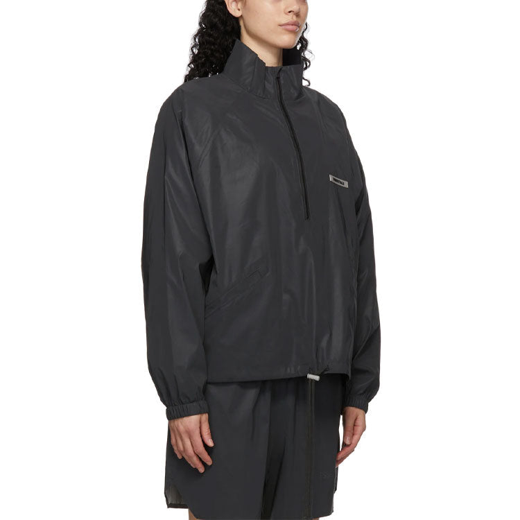 Fear of God Essentials FW20 Reflective Half Zip Track Jacket Black FOG-FW20-215
