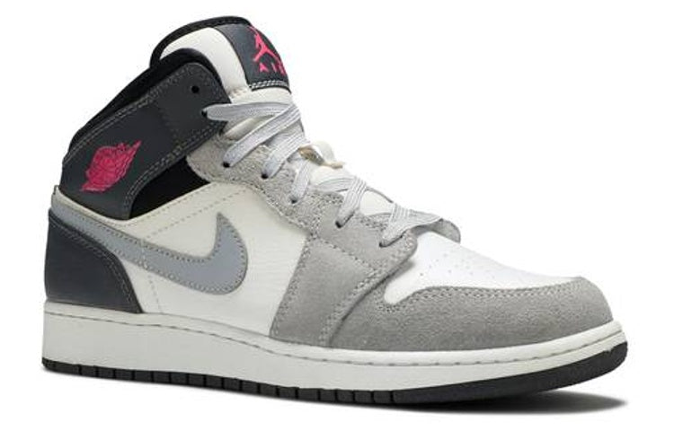 (GS) Air Jordan 1 Mid 'White Grey Hyper Pink' 555112-117