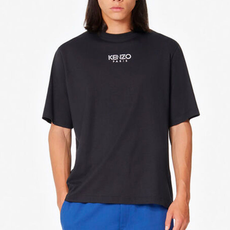Men's KENZO SS20 Logo Embroidered Loose Version Round Neck Short Sleeve Black FA55TS5024AB-99