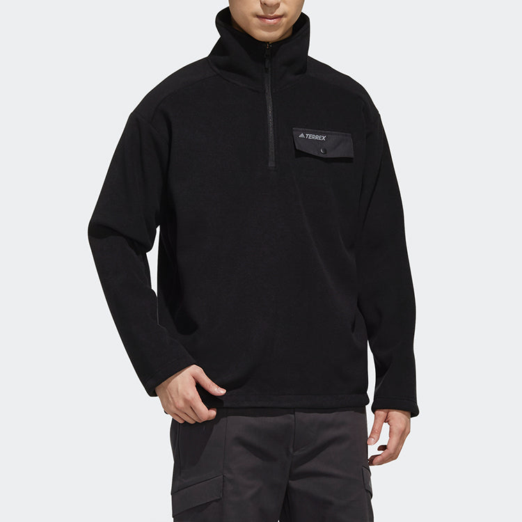adidas Xplr Flpullover Pocket Zipper Stand Collar Pullover Black EH4984