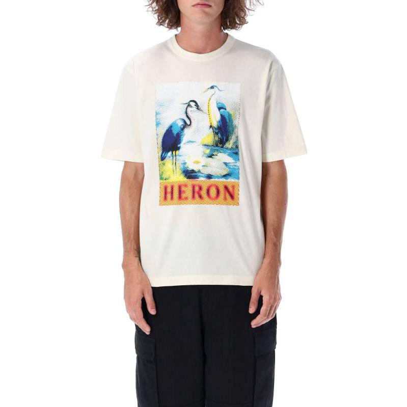HERON PRESTON FW22 Halftone Heron T-shirt 'White Navy Blue' HMAA032F22JER0140146