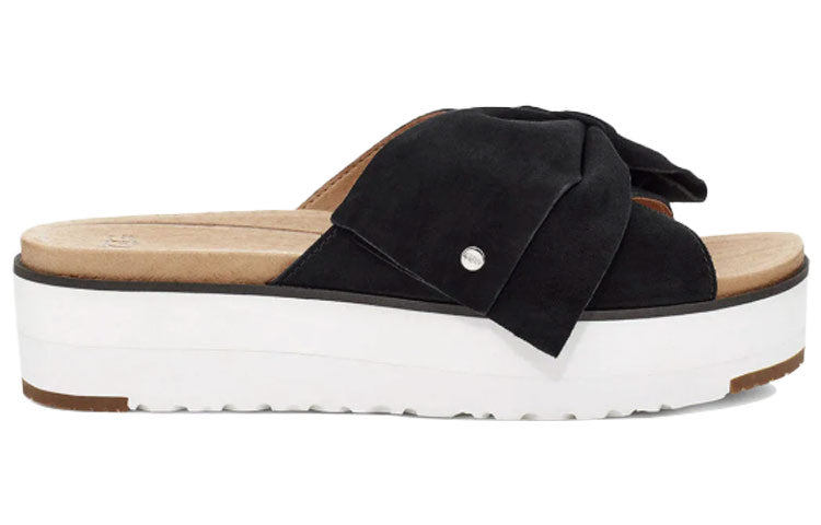 (WMNS) UGG Joanie Platform Slide Bow Black Slippers 1107885-BLK