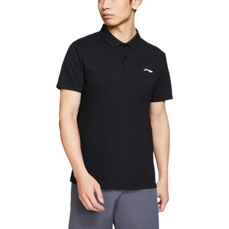 Li-Ning Logo Training Polo Shirt 'Black' APLS069-1