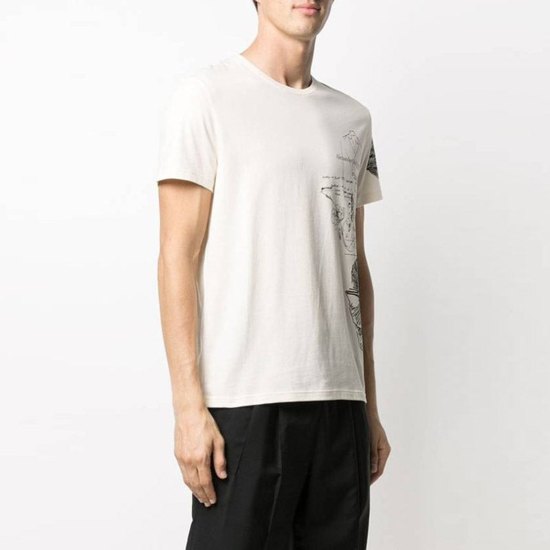 Men's Alexander McQueen SS21 Printing Pattern Round Neck Short Sleeve T-Shirt 650402-QQZ59-0906
