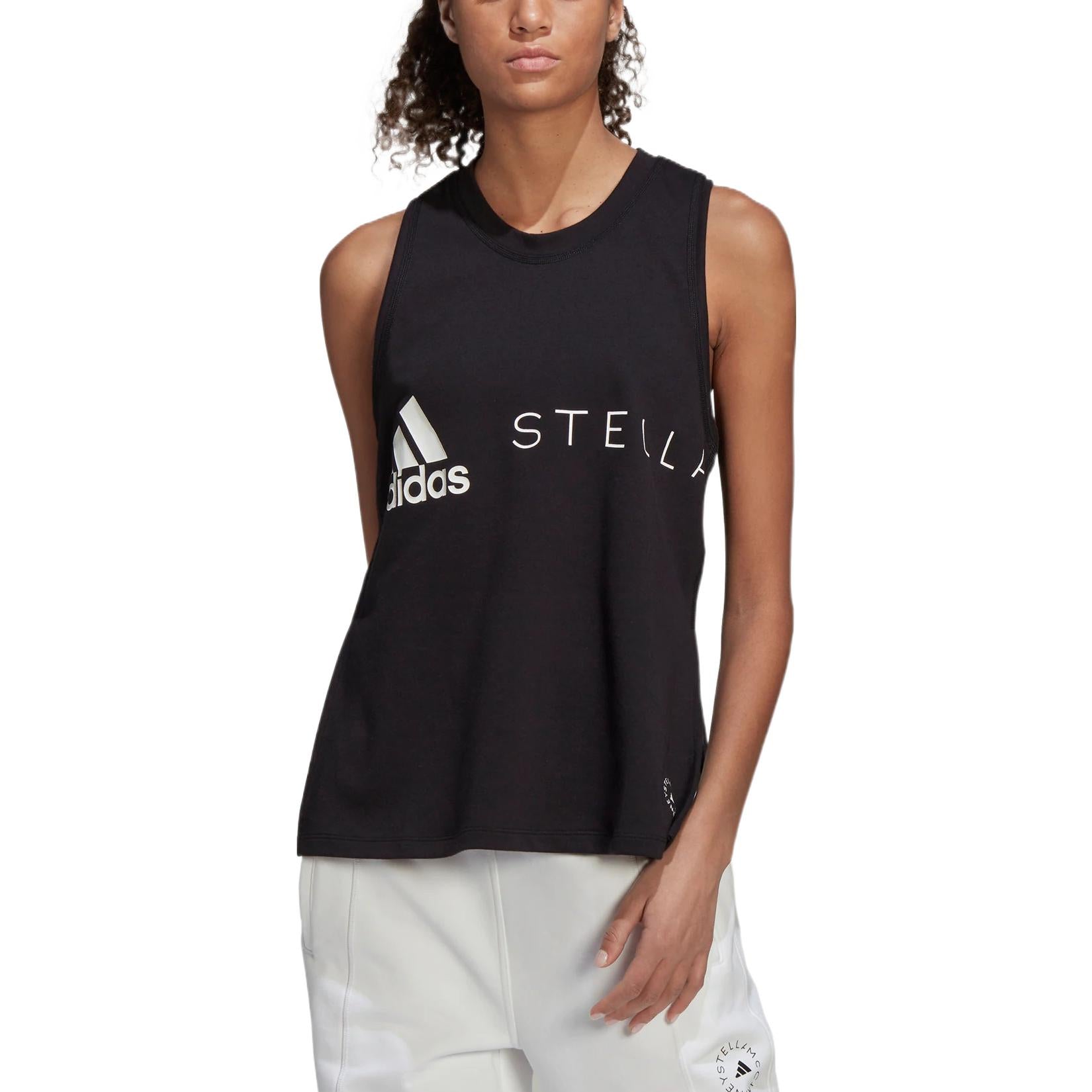 (WMNS) adidas By Stella McCartney Sportswear Logo Tank Top Asia Sizing 'Black White' H59971