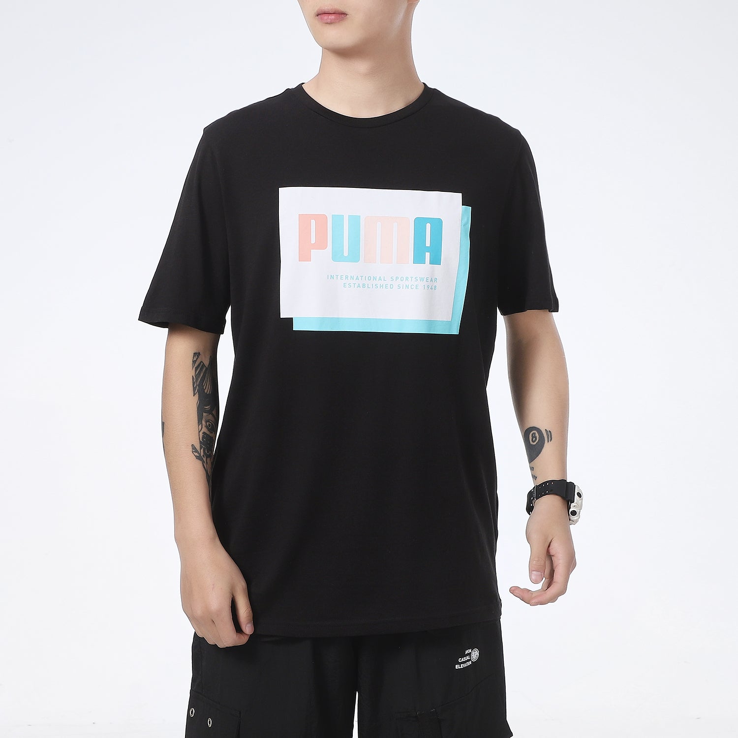 PUMA Graphic Print Regular Fit T-Shirt 'Black' 845864-51