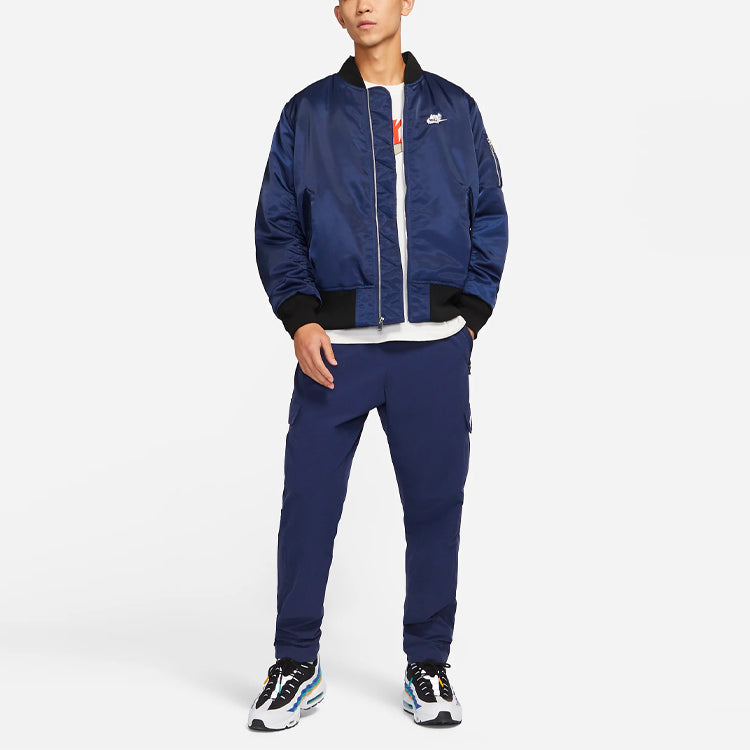 Men's Nike Sportswear Therma-FIT Printing Zipper Jacket Deep Navy Blue DD6506-410