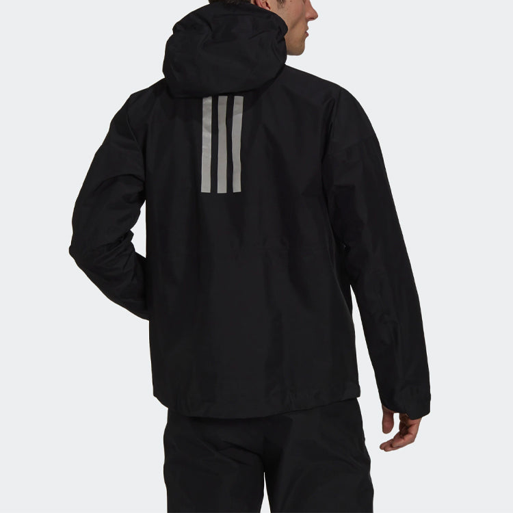 adidas Alphabet Printing Reflective Sports Hooded Jacket Black GM4828