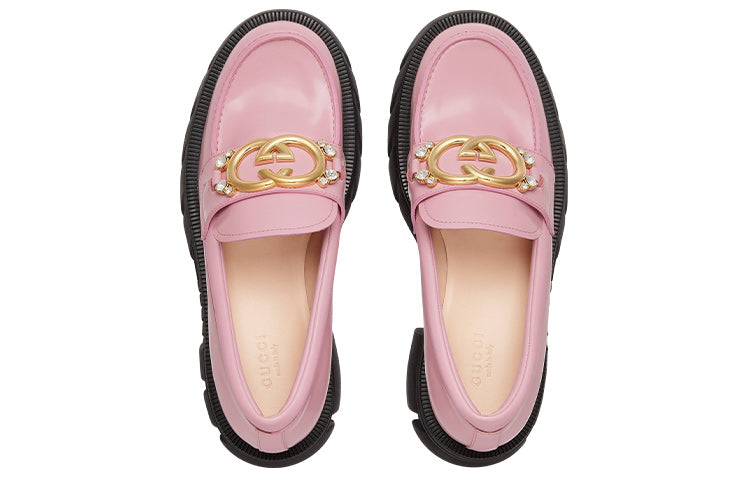 (WMNS) Gucci Romance Interlocking G Leather Loafers 'Pink' 700271-DKSD0-5823