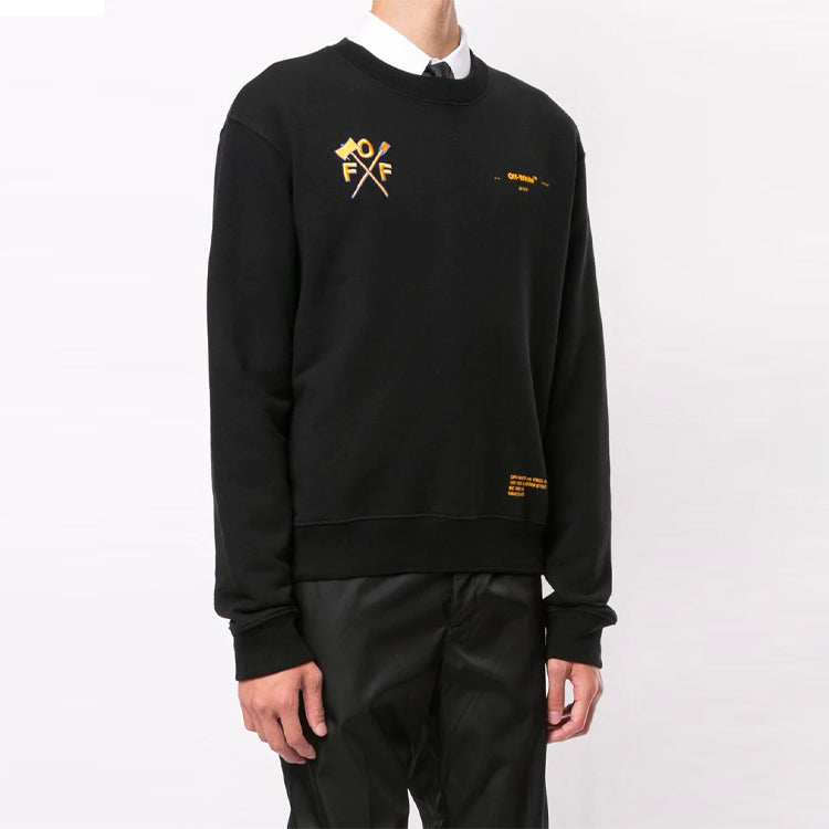 Off-White SS21 Alphabet Printing Casual Round Neck Pullover Black OMBA025T19D250621088