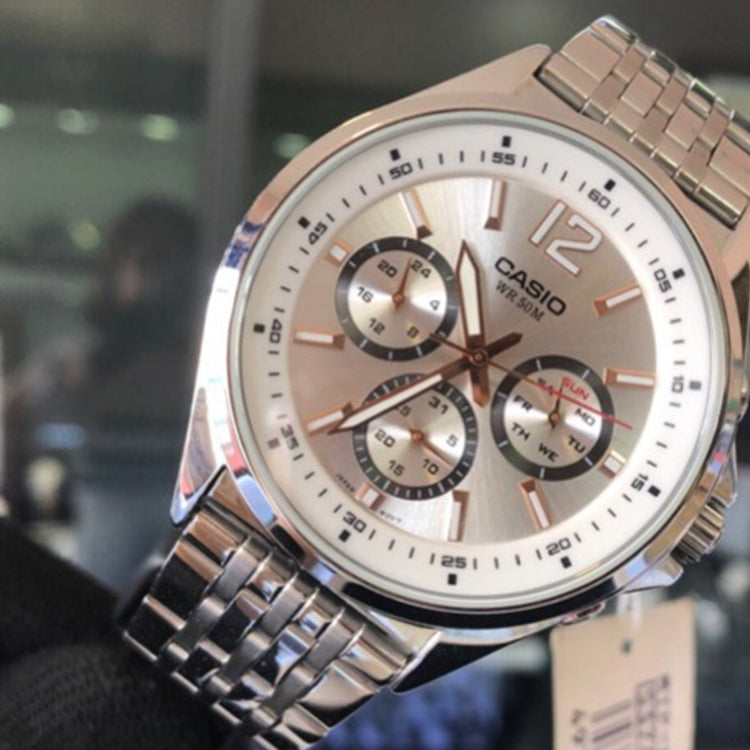Casio Edifice Waterproof Quartz Analog Watch 'Silver Gold' MTP-E303D-7AVDF