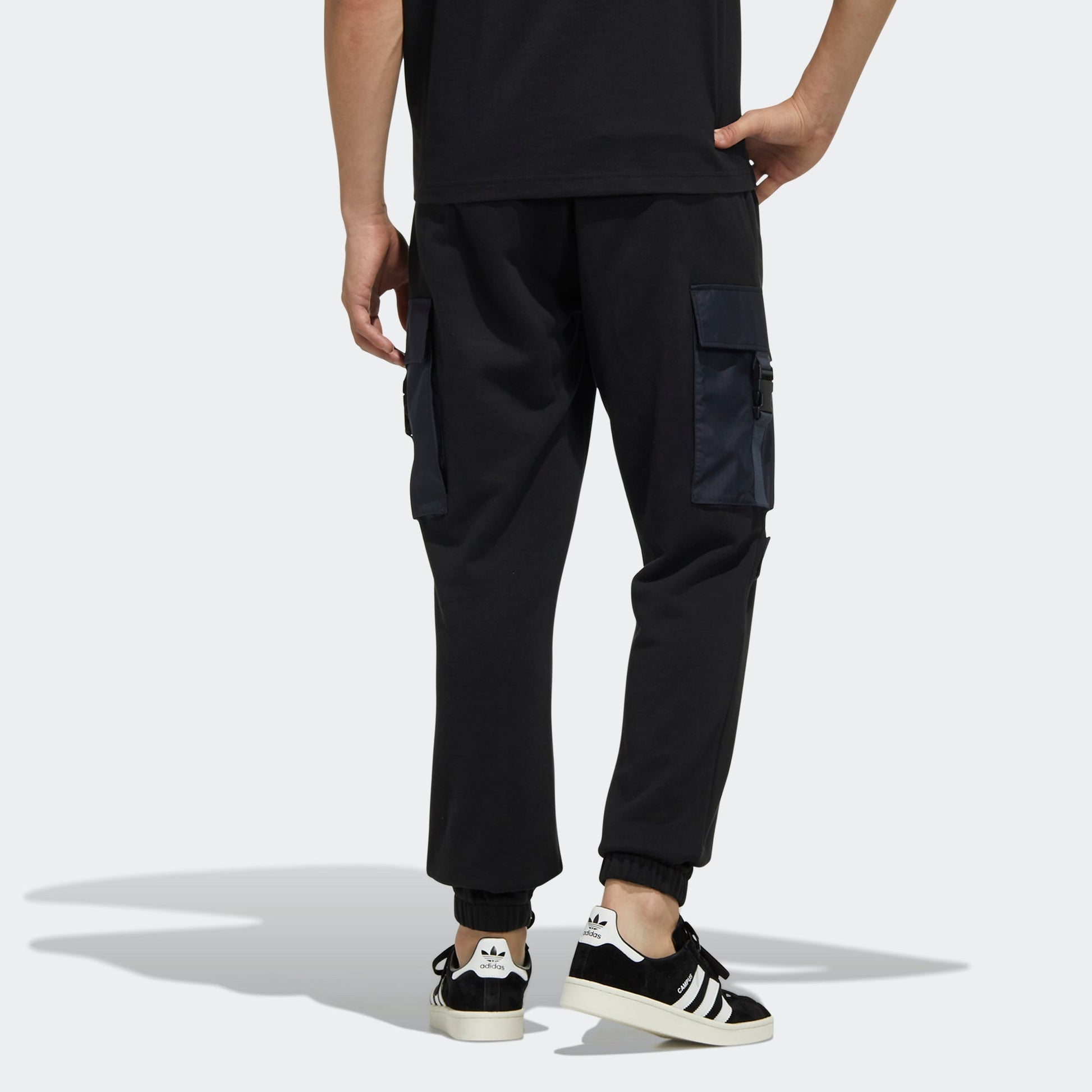 Men's adidas originals Adv Sweatpant 1 Large Cargo Pocket Bundle Feet Sports Pants/Trousers/Joggers Black HC0370