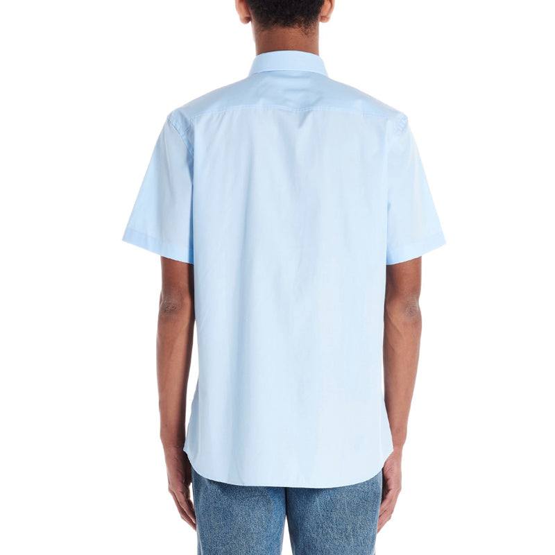 Men's Burberry SS21 Solid Color Cotton Short Sleeve Polo Shirt Blue 80256131