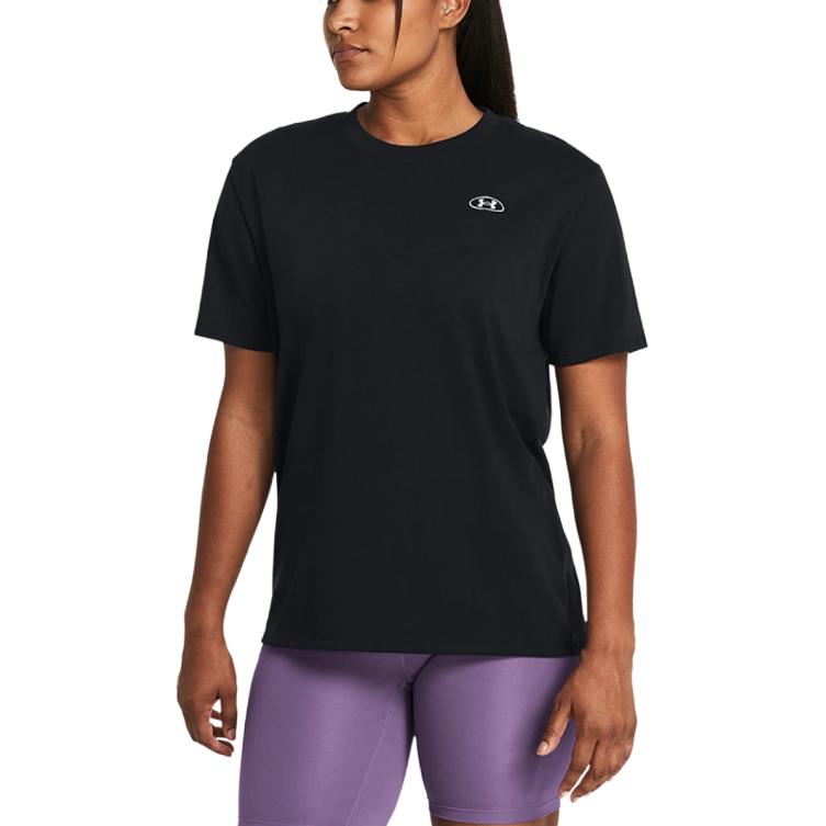 (WMNS) Under Armour Heavyweight Embroidered Patch T-shirt 'Black' 1383045-001