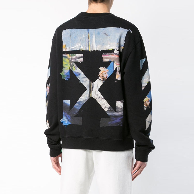 Off-White Side Stripe Round Neck Ordinary Version Black OMBA025R190030121088