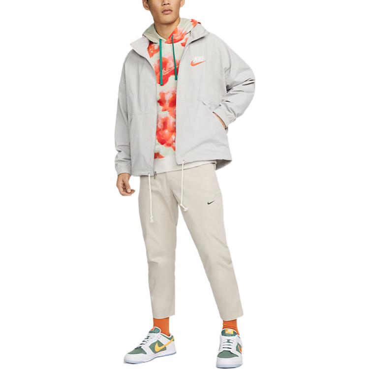 Men's Nike Sportswear Alphabet Logo Woven Jacket Light Mineral Gray DM5286-012