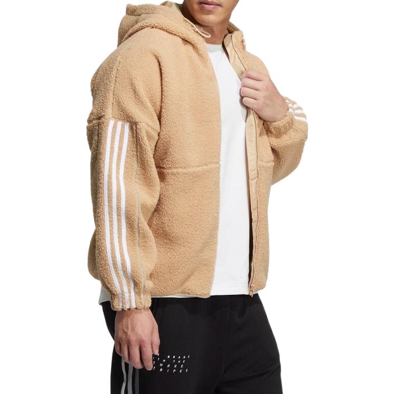 adidas Stripe  Hooded Casual Jacket Unisex Khaki HP1375