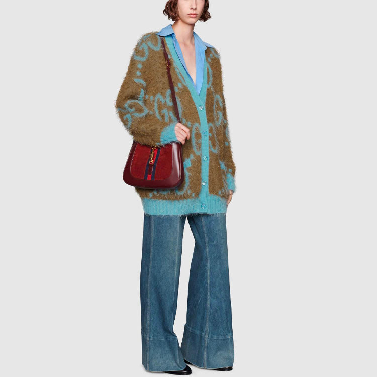 (WMNS) Gucci Reversible GG Mohair Wool Cardigan 'Brown/Light Blue' 635160-XKBR9-2048