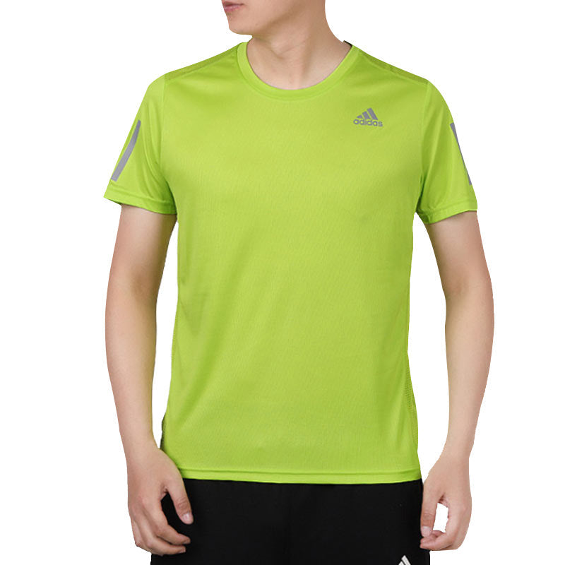 adidas Running Training Sports Quick Dry Short Sleeve Green FQ7253