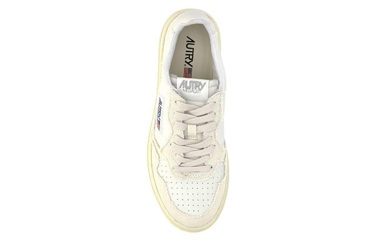 Autry Medalist Low Soft Goatskin Frayed Canvas 'White Ivory White' AULM-CB01