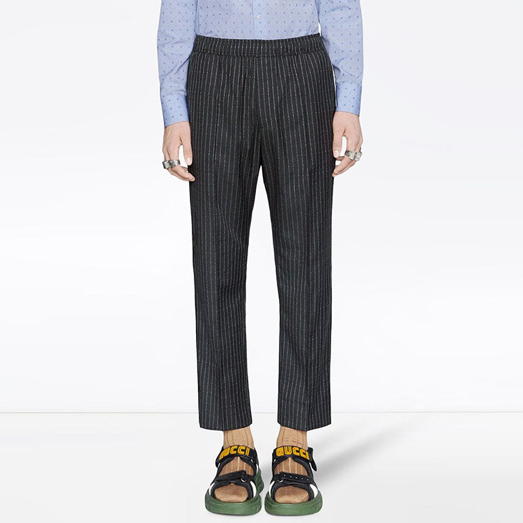 Men's Gucci Logo Stripe Loose Casual Pants/Trousers Black 552576-ZAAAM-1180