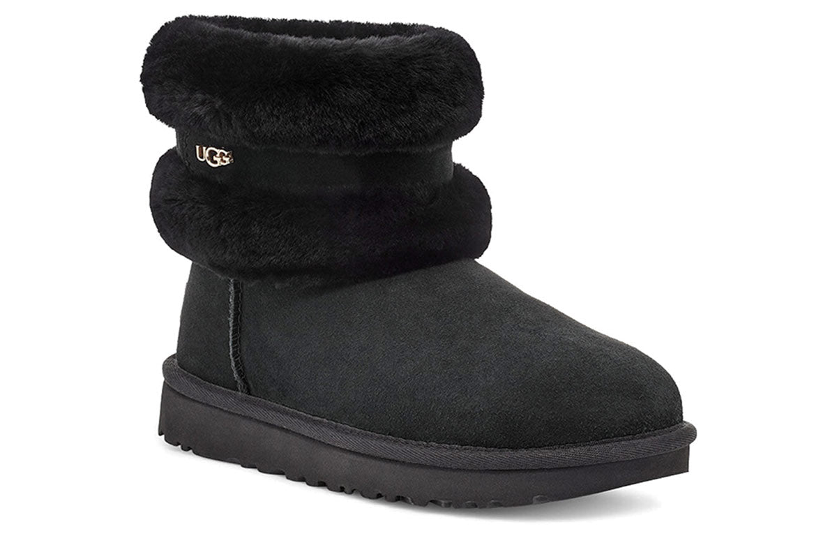 (WMNS) UGG Fluff Mini Belted Snow Boots Black 1112483-BLK