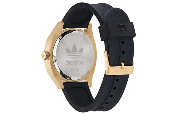 adidas Unisex Black Silicone Strap Watch 'Black Gold' AOFH220022I