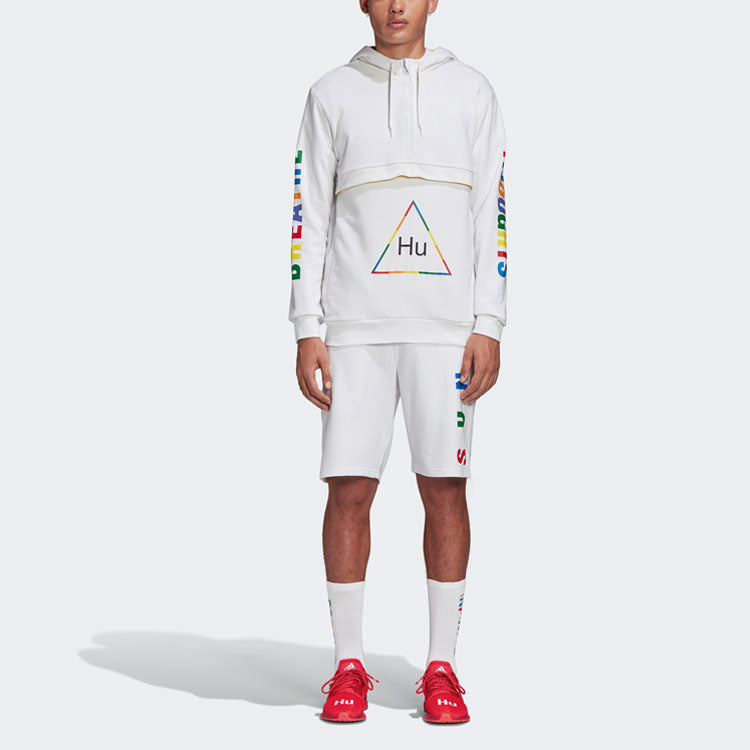 adidas originals x Crossover Printing Half Zipper hooded Casual Sports White FR9069