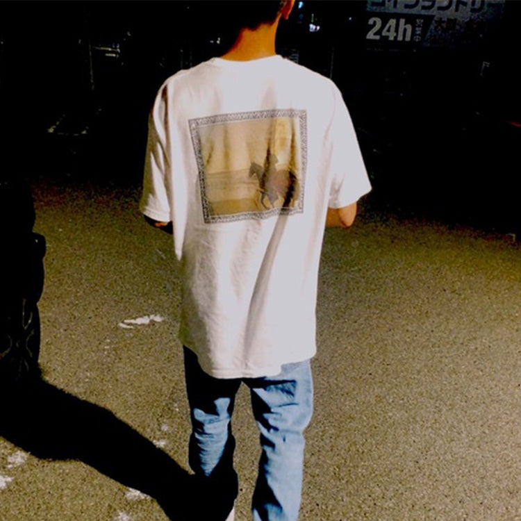 Stussy Knight Painting Printing Short Sleeve Unisex White 3903578-WHITE