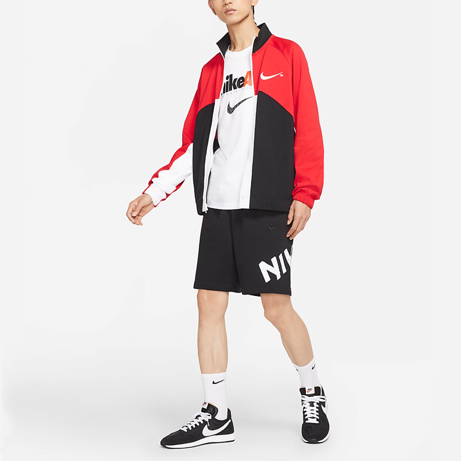 Men's Nike Sportswear Swoosh Contrast Color Stitching Knit Stand Collar Logo Jacket University Red DD5982-657