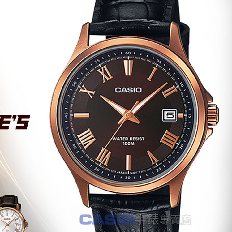 CASIO Male DRESS Japan / South Korea Fashion Mens BlackGold Analog MTP-1383RL-5A