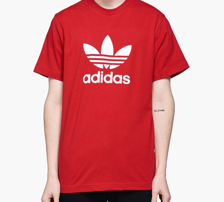 adidas originals Trefoil Chest Logo Sports Short Sleeve Red DX3609