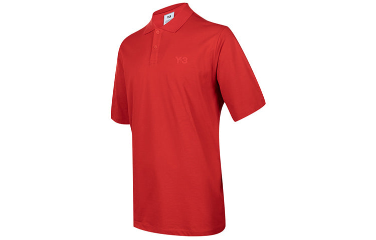 Men's Y-3 Logo Short Sleeve Polo Shirt Red GV4249