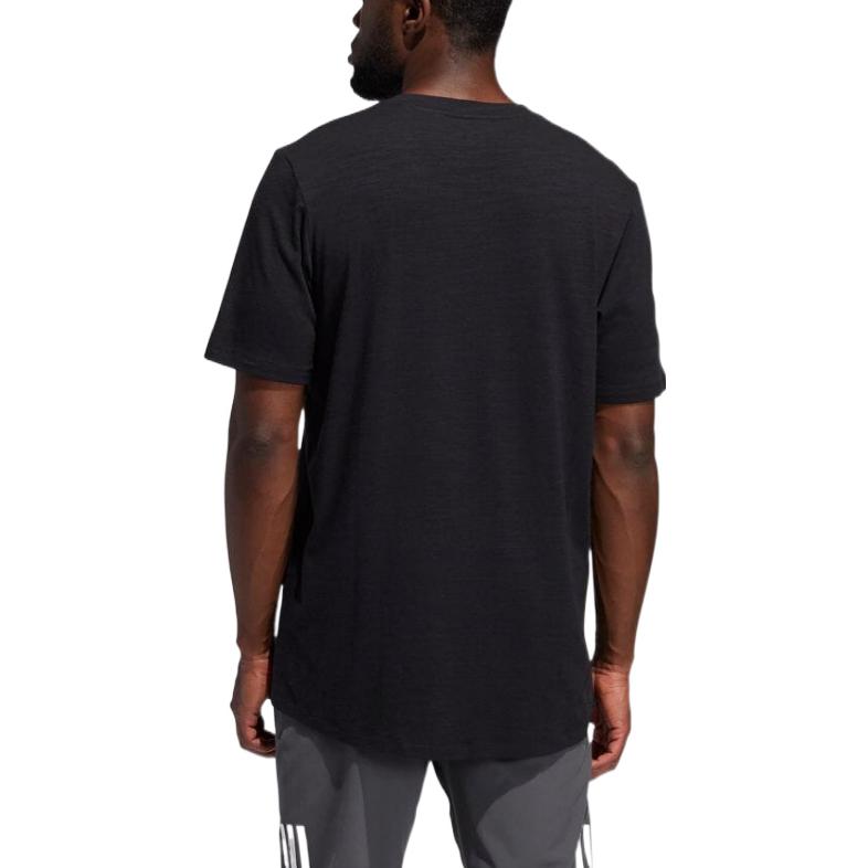 Men's adidas Logo Printing Round Neck Straight Short Sleeve Black T-Shirt GL0434
