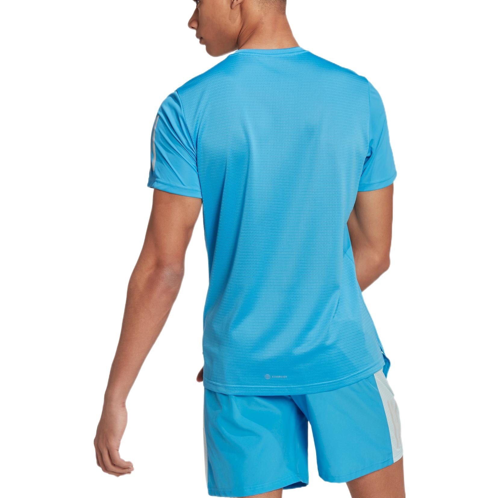 Men's adidas Solid Color Printing Logo Round Neck Pullover Short Sleeve Blue T-Shirt HL5987