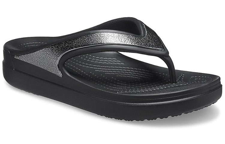 (WMNS) Crocs Thick Sole Black Slippers 206919-001