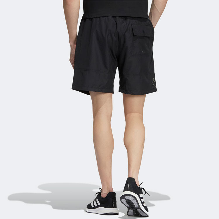 Men's adidas Solid Color Logo Printing Sports Shorts Black HD0065