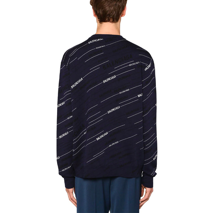 Balenciaga Alphabet Logo Round Neck Knit Top 'Navy Blue' 583080T15246000